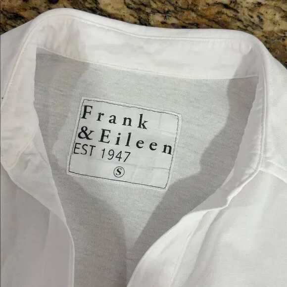 Frank & Eileen White 100% Cotton Long Sleeve Polo Popover Top Size S - Picture 6 of 10